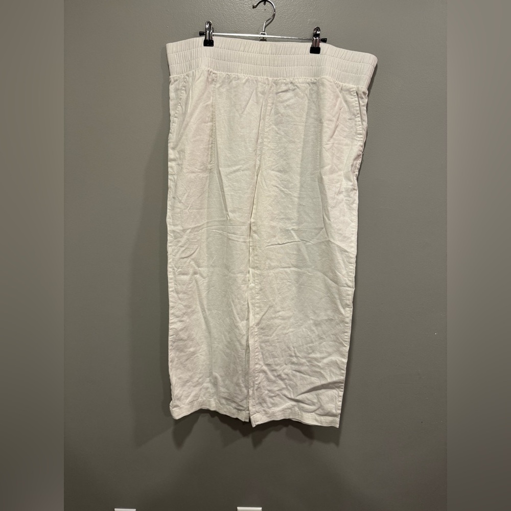 Land N Sea White Linen Straight Leg Pant Size XL
